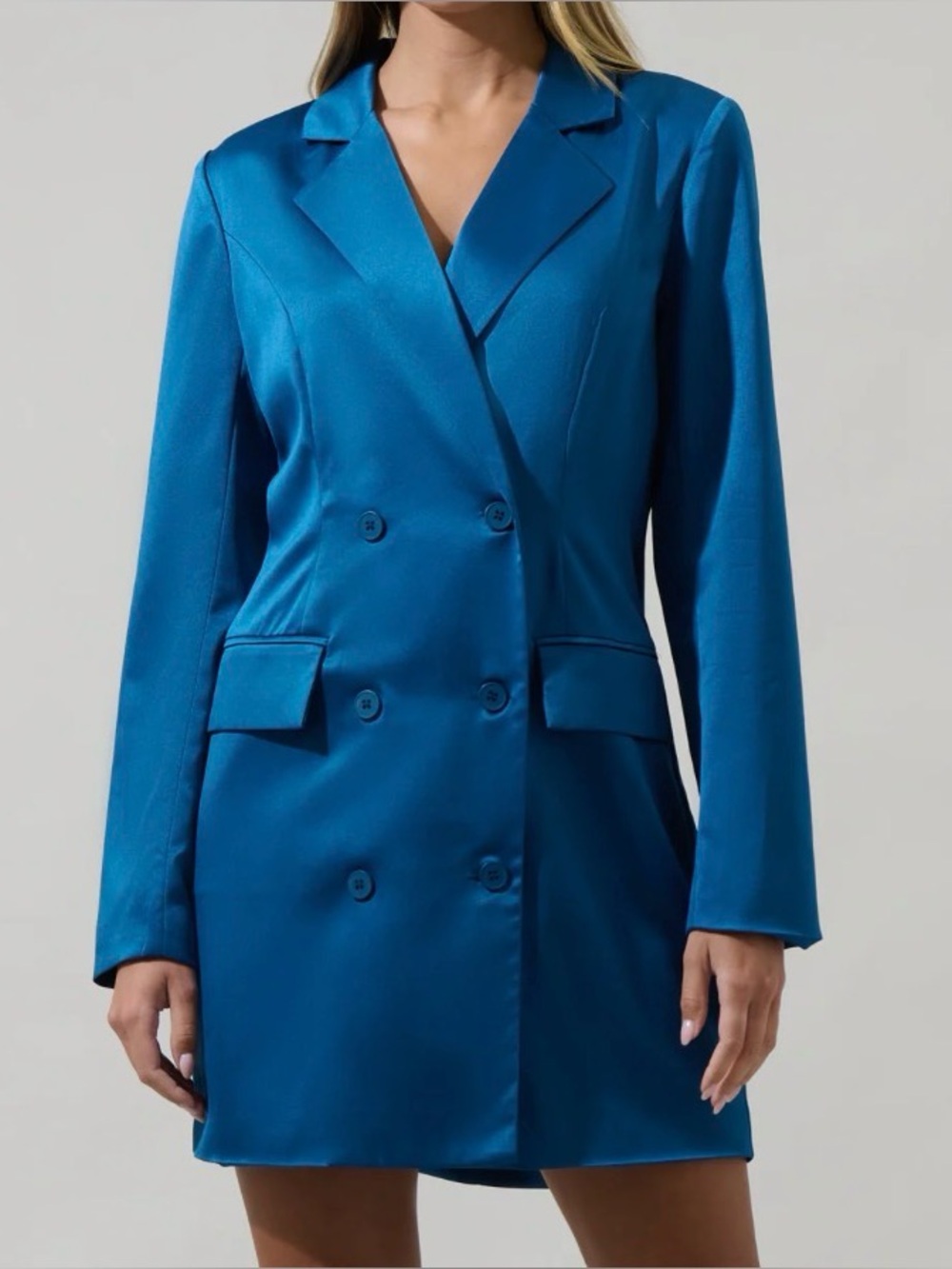 SugarLips Leena Keep It Cool Oversized Blazer Dress - blue - sz large